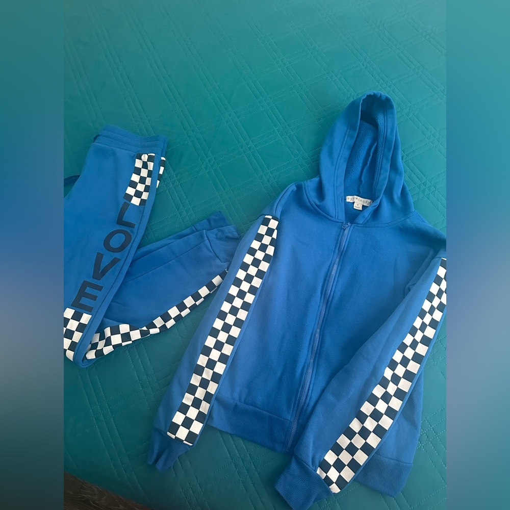 Eye Candy Blue Tracksuit with Checkered Detail